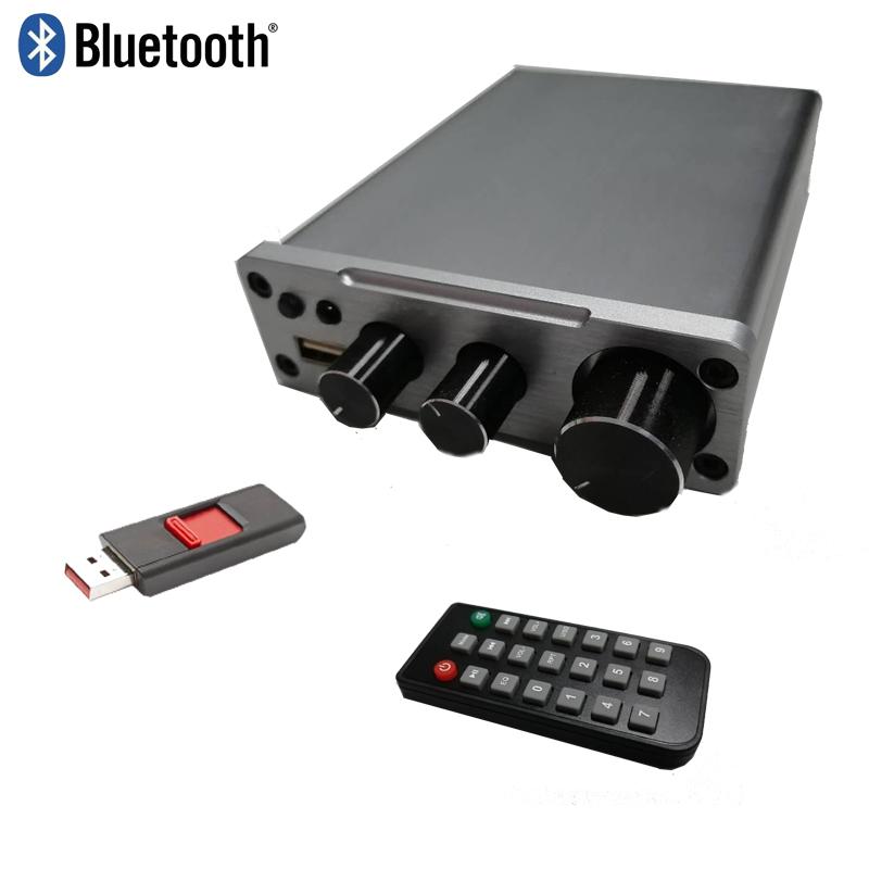 High-Performance 2x45W Bluetooth 5.0 HiFi Power Amp, USB Lossless Playback, Multi-Mode Output, Aluminum Design - Perfect for Home Audio