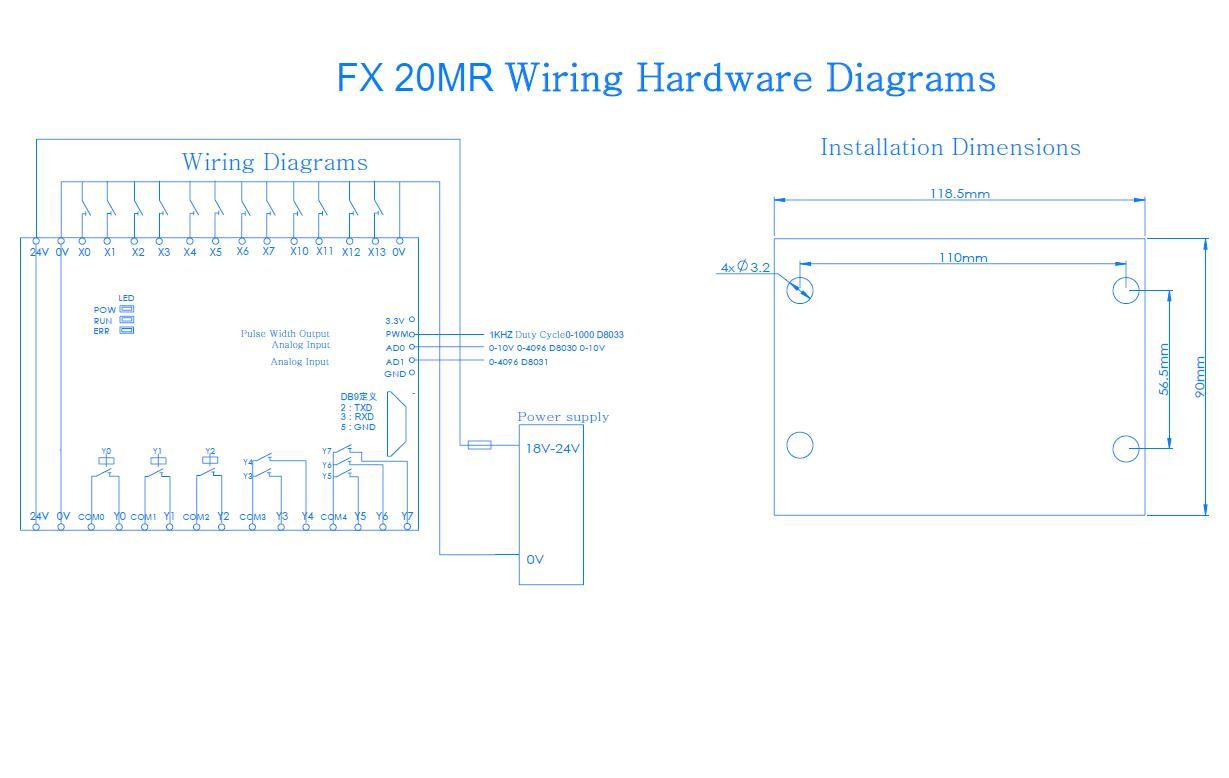 Modular FX20MR PLC Controller with DIN Rail & Time Delay – Mitsubishi FX Series Ready, Streamlined Programming via GX Works2/GX Developer